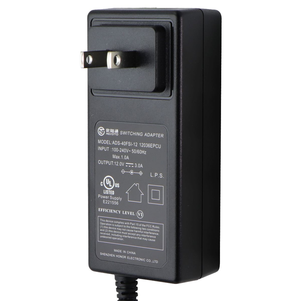 Hoioto (12V/3.0A) AC Switching Power Supply Adapter - Black (ADS-40FSI-12) Multipurpose Batteries & Power - Multipurpose AC to DC Adapters Hoioto - Simple Cell Bulk Wholesale Pricing - USA Seller