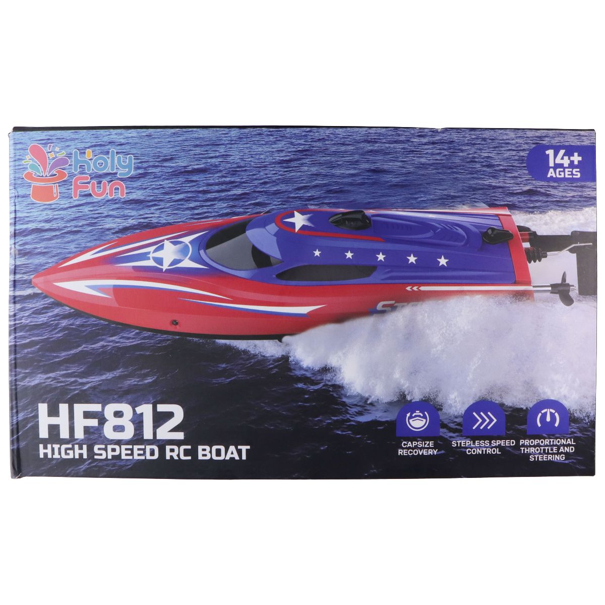 HOLYFUN HF812 Full Proportional High Speed Remote Control Boat - Blue/Red Radio Control Vehicles - Boats & Watercraft HOLYFUN - Simple Cell Bulk Wholesale Pricing - USA Seller