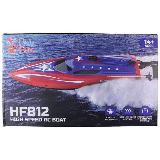 HOLYFUN HF812 Full Proportional High Speed Remote Control Boat - Blue/Red Radio Control Vehicles - Boats & Watercraft HOLYFUN - Simple Cell Bulk Wholesale Pricing - USA Seller