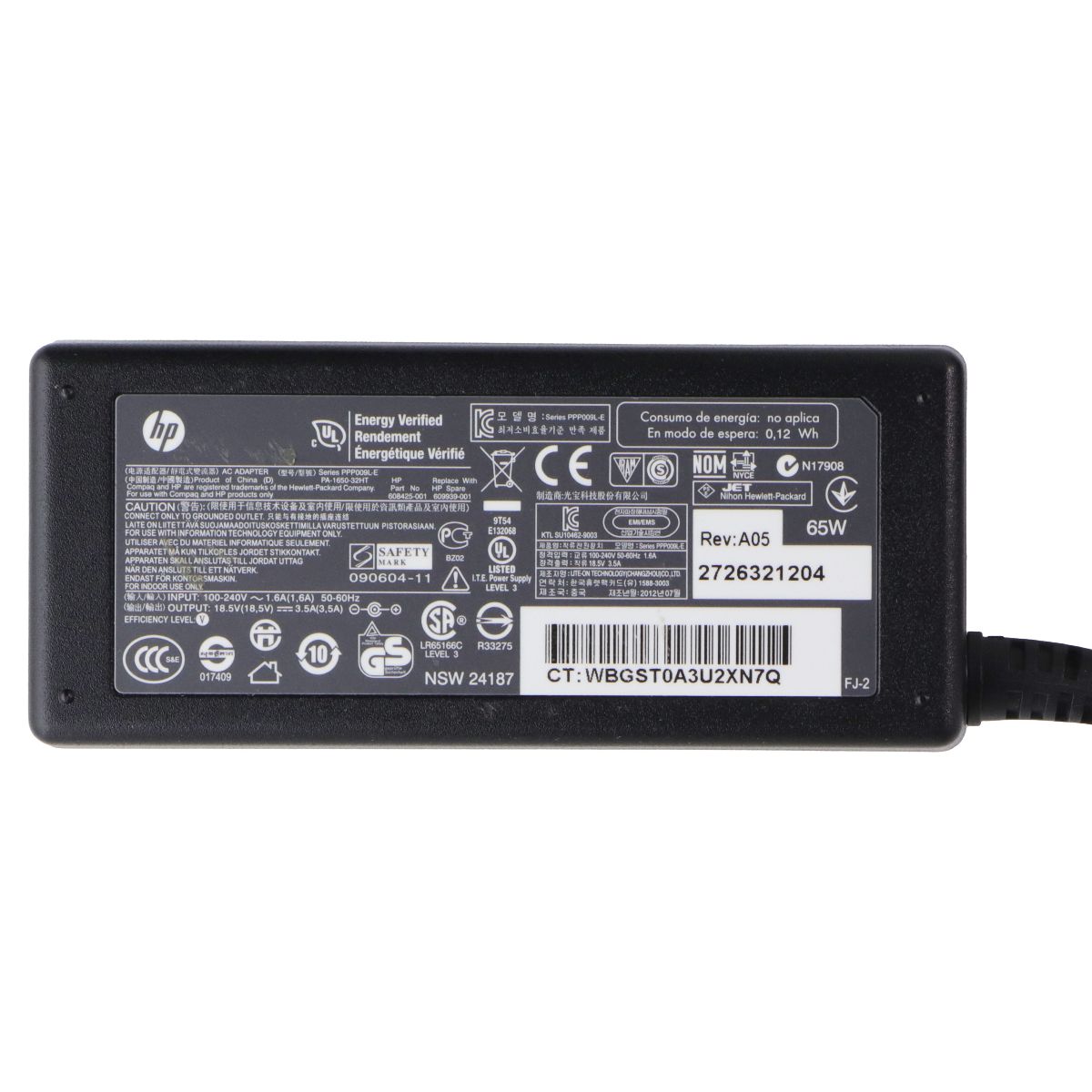 HP (65W/18.5V/1.6A) AC Adapter Charger for HP Laptops (PPP009L-E)