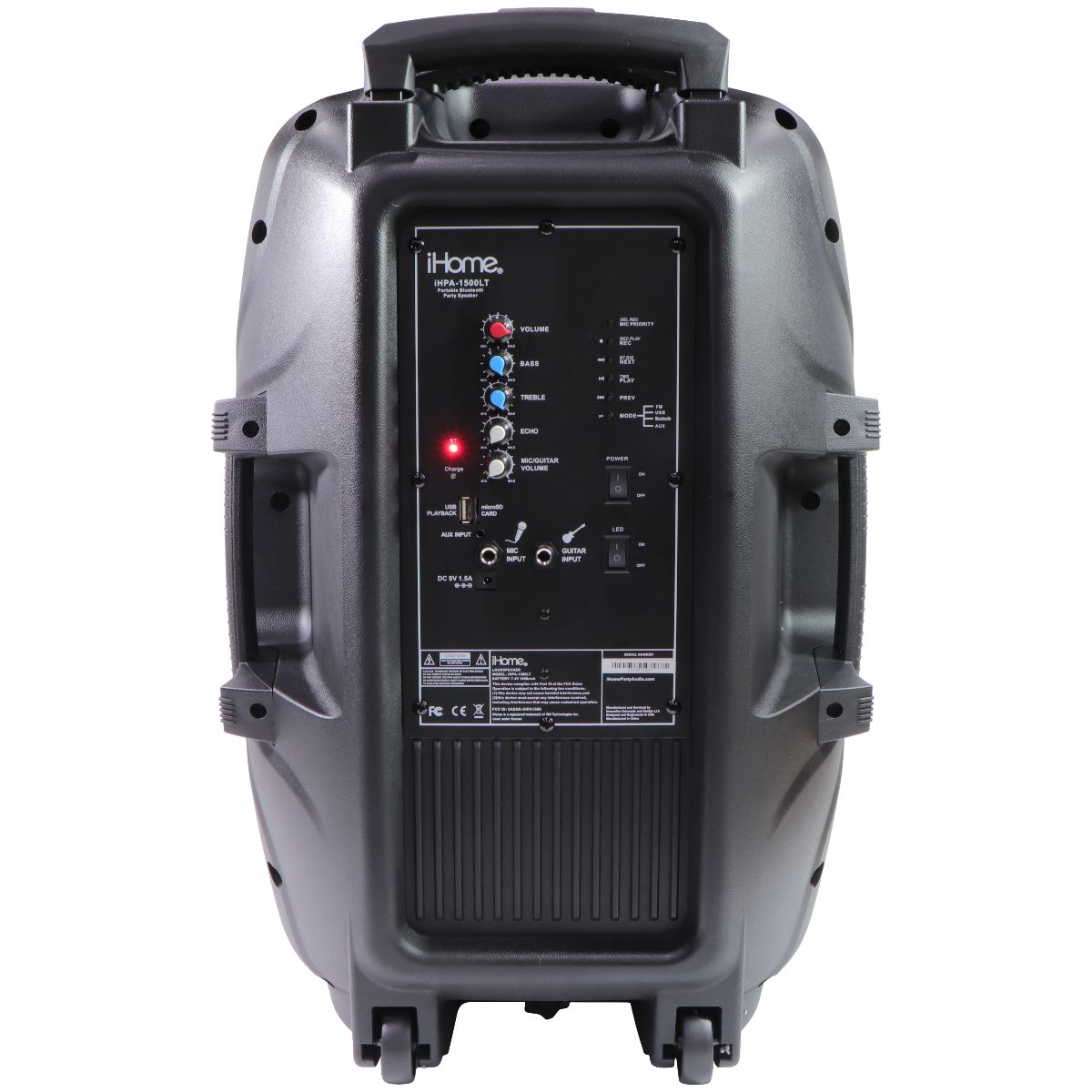 iHome 200W Portable Bluetooth Karaoke Party Speaker with Lights & 15-inch Woofer Home Multimedia - Home Speakers & Subwoofers iHome - Simple Cell Bulk Wholesale Pricing - USA Seller