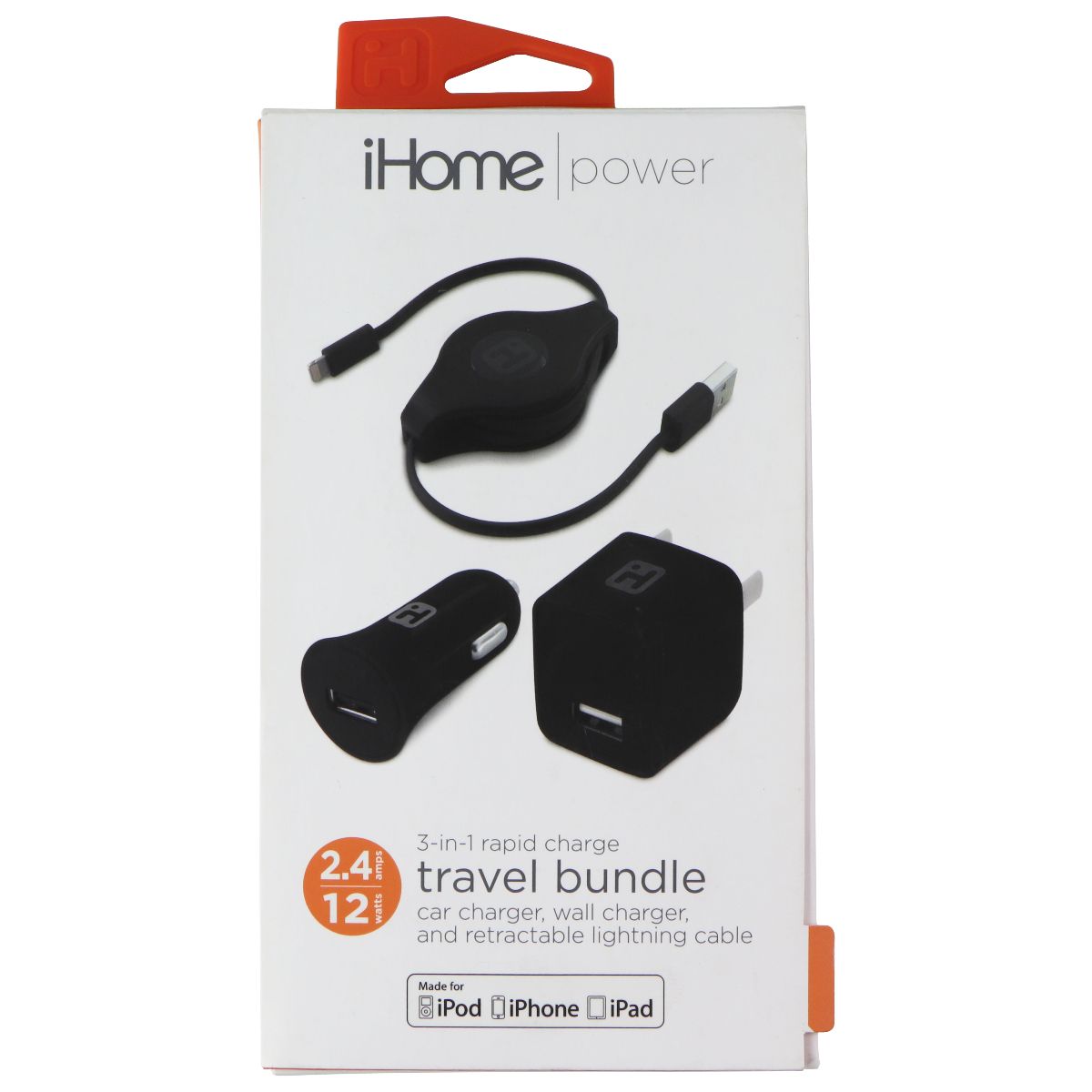 iHome Power 3-in-1 Rapid Charge Travel Bundle (12W) - Black Cell Phone - Accessory Bundles iHome - Simple Cell Bulk Wholesale Pricing - USA Seller