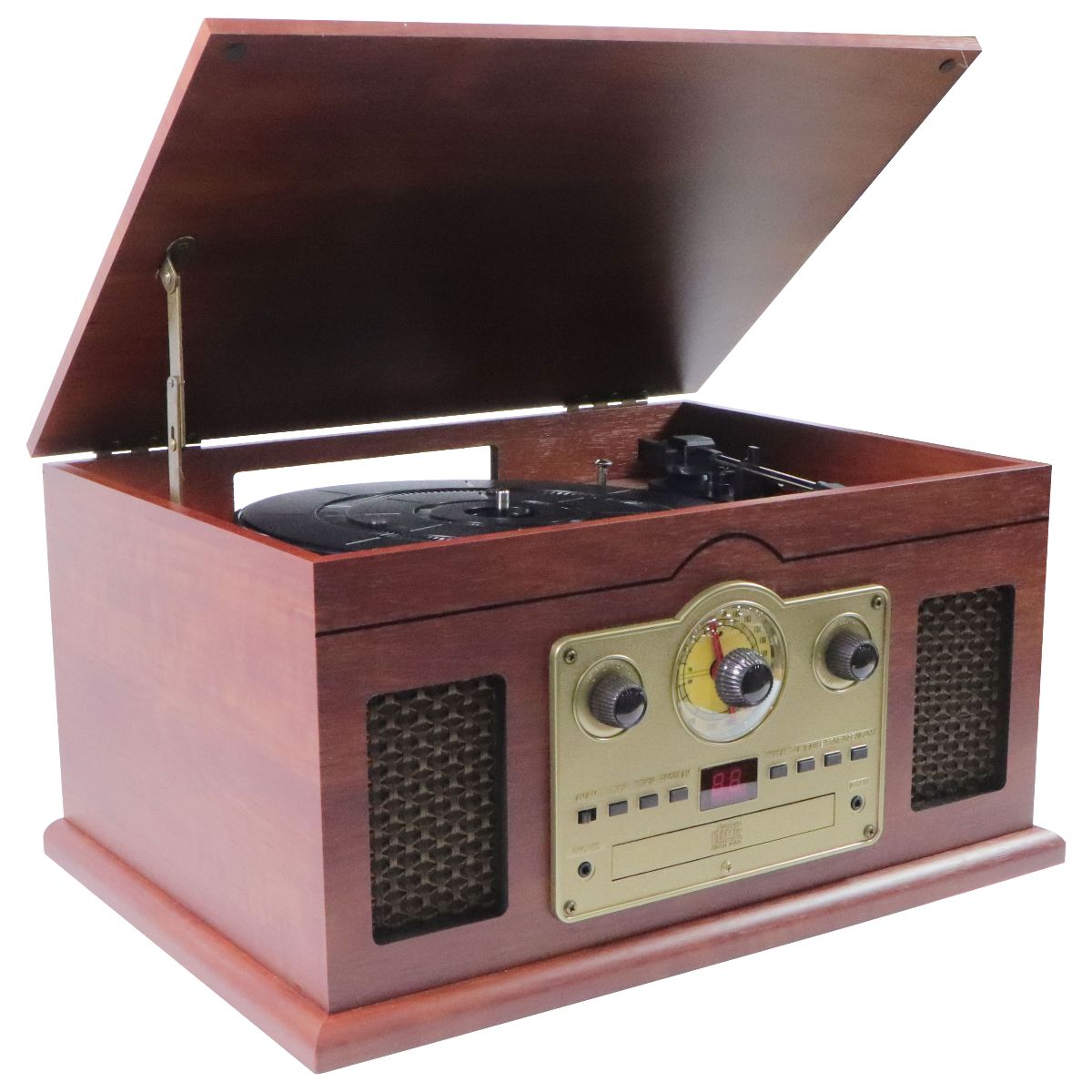 iLive 6-in-1 Bluetooth Turntable Music System - Brown Wood/Gold (ITTB610LW) Home Audio Stereos, Components - Record Players/Home Turntables iLive - Simple Cell Bulk Wholesale Pricing - USA Seller