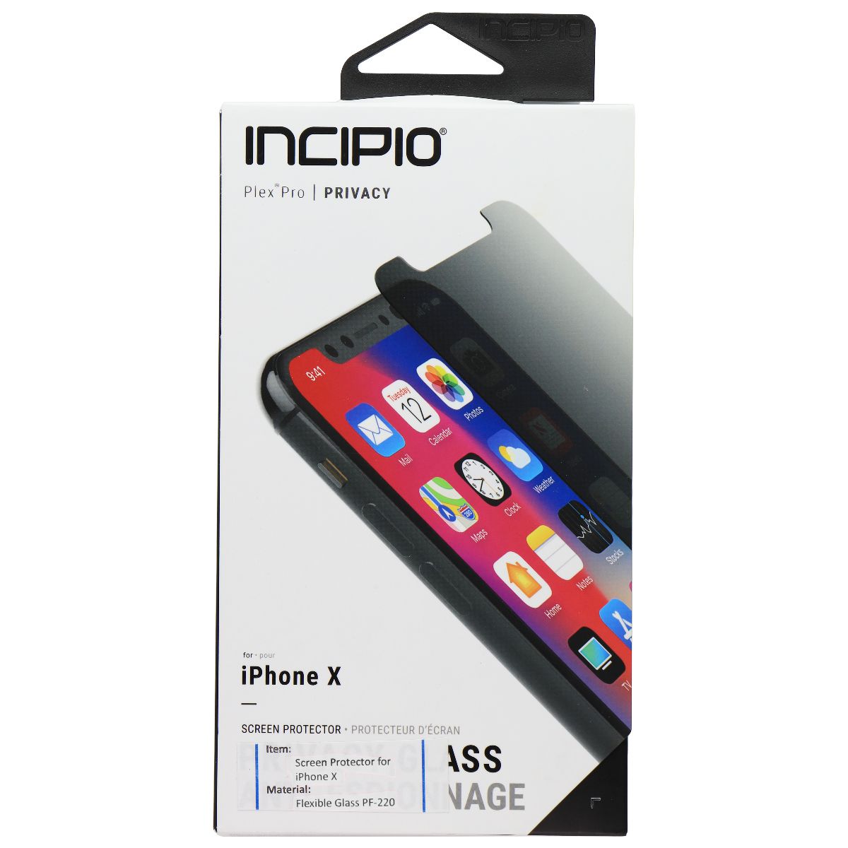Incipio Plex Pro Privacy Series Screen Protector for iPhone X - Clear Cell Phone - Screen Protectors Incipio    - Simple Cell Bulk Wholesale Pricing - USA Seller