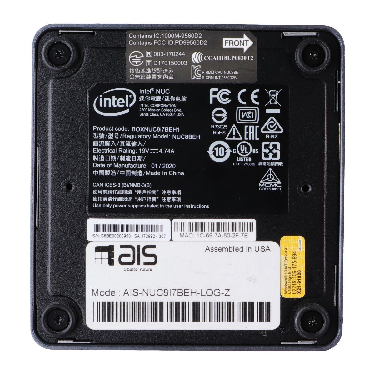 Intel NUC Mini PC (Bean Canyon) i7-8559U / 240GB SSD / 8GB RAM / Win 11 Home PC Desktops & All-In-Ones Intel - Simple Cell Bulk Wholesale Pricing - USA Seller