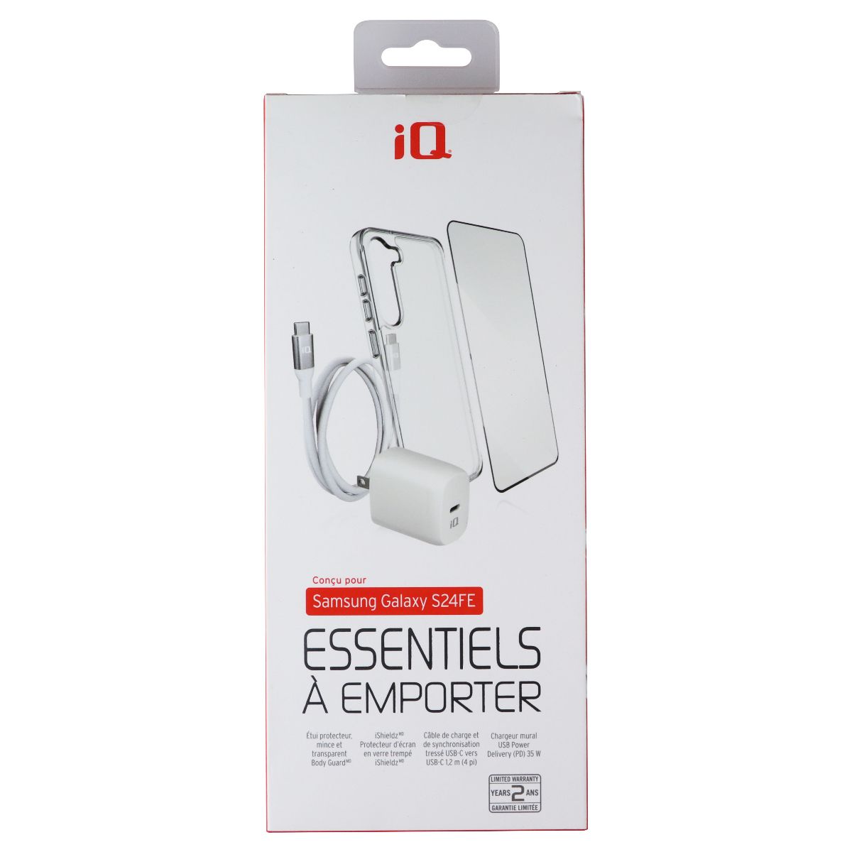iQ Grab & Go Essentials Case and Charger Kit for Samsung Galaxy S24 FE Cell Phone - Screen Protectors iQ - Simple Cell Bulk Wholesale Pricing - USA Seller