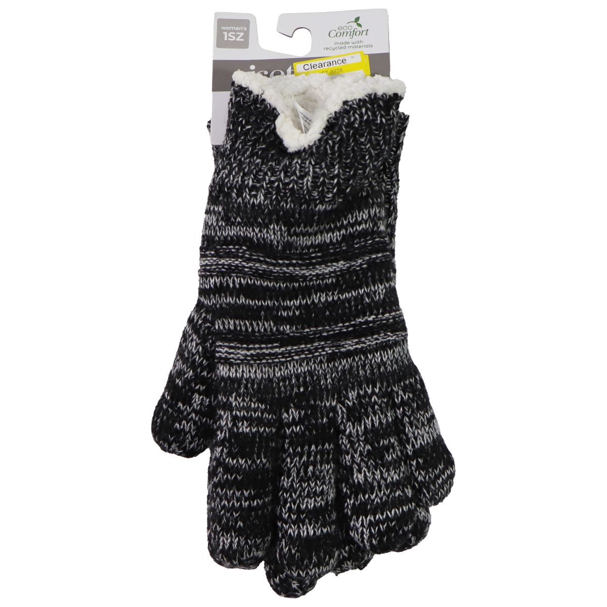 Isotoner Women's Knitted Gloves with Fur - One Size (1SZ) - Black/White Stripe Unisex Accessories - Gloves & Mittens Isotoner - Simple Cell Bulk Wholesale Pricing - USA Seller