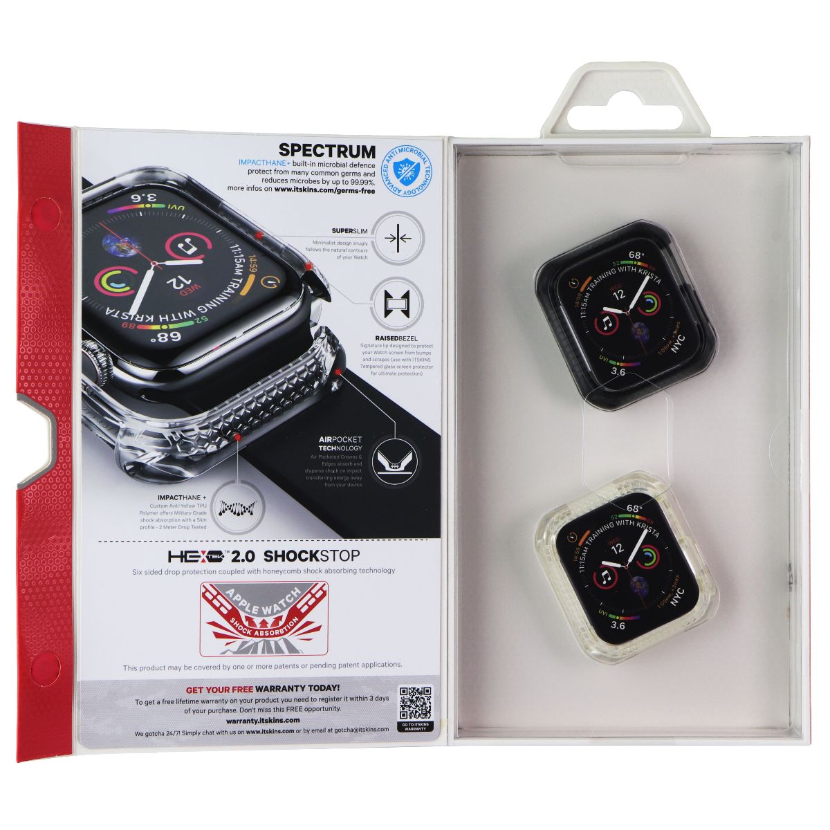 ITSKINS Spectrum Case for Apple Watch Series 4 (44mm) - Clear & Smoke (2 Pack) Smart Watch Accessories - Smart Watch Cases ITSKINS - Simple Cell Bulk Wholesale Pricing - USA Seller