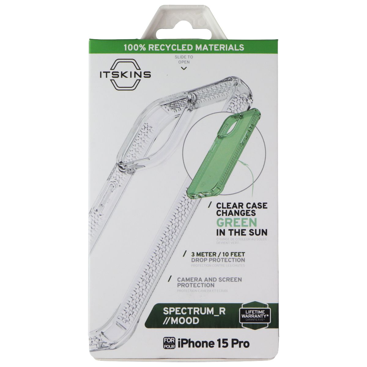 ITSKINS Spectrum_R // Mood Series Case for Apple iPhone 15 Pro - Clear / Green Cell Phone - Cases, Covers & Skins ITSKINS - Simple Cell Bulk Wholesale Pricing - USA Seller