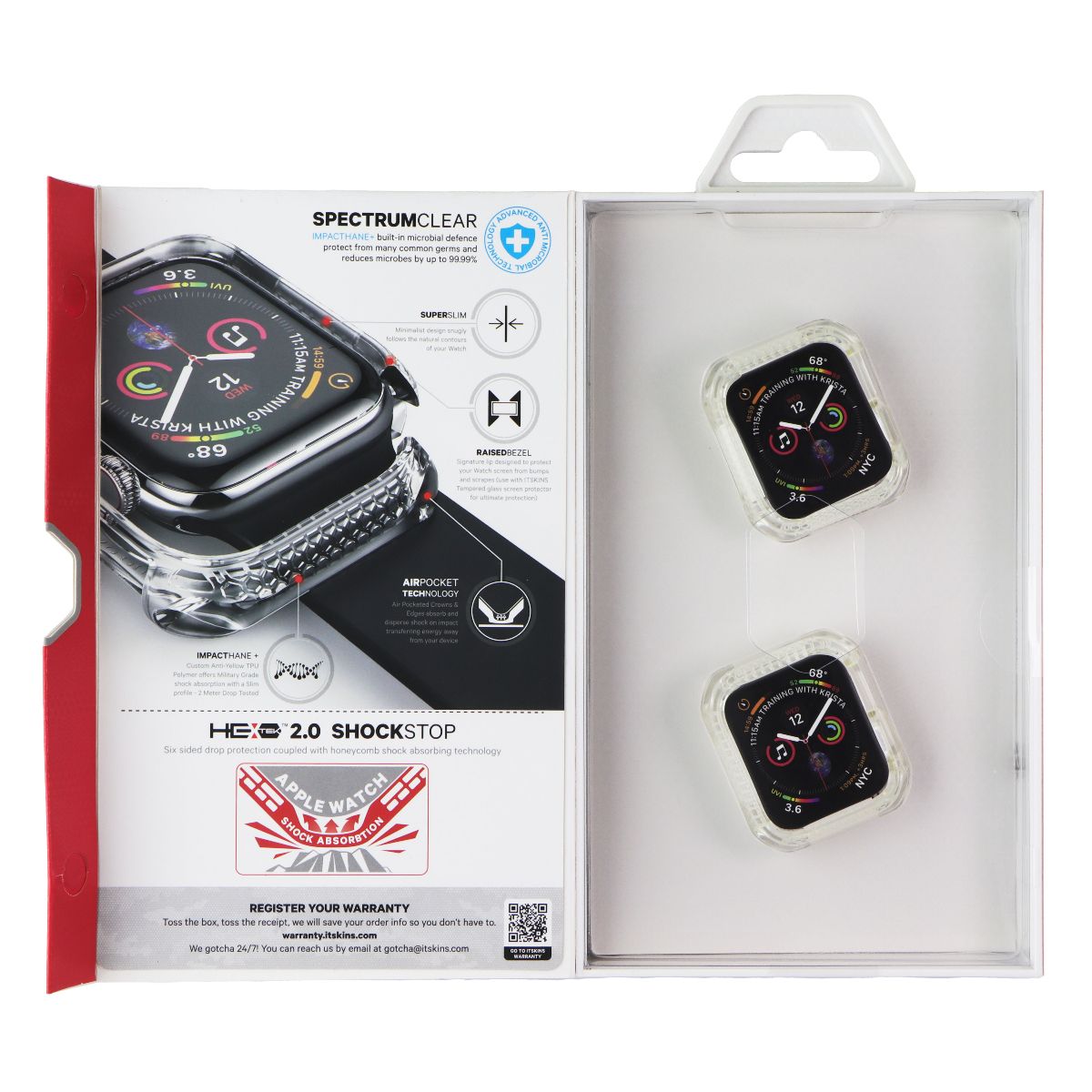 ITSKINS Spectrum Case for Apple Watch Series 4 (40mm) - Clear (2 Pack) Smart Watch Accessories - Smart Watch Cases ITSKINS - Simple Cell Bulk Wholesale Pricing - USA Seller