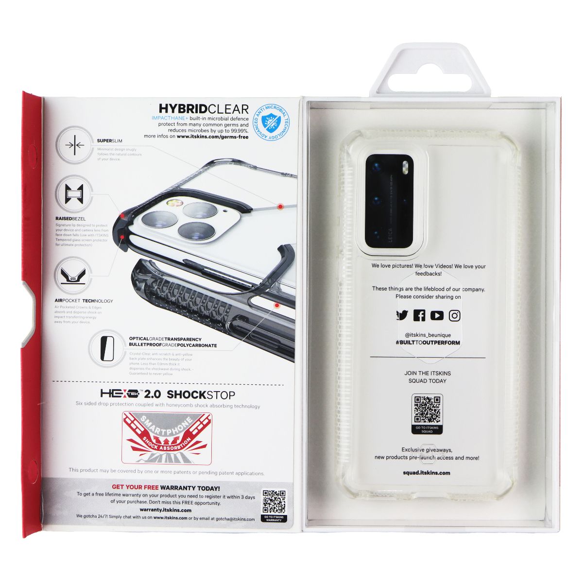 ITSKINS HybridClear Series Dual Layer Case for Huawei P40 - Transparent