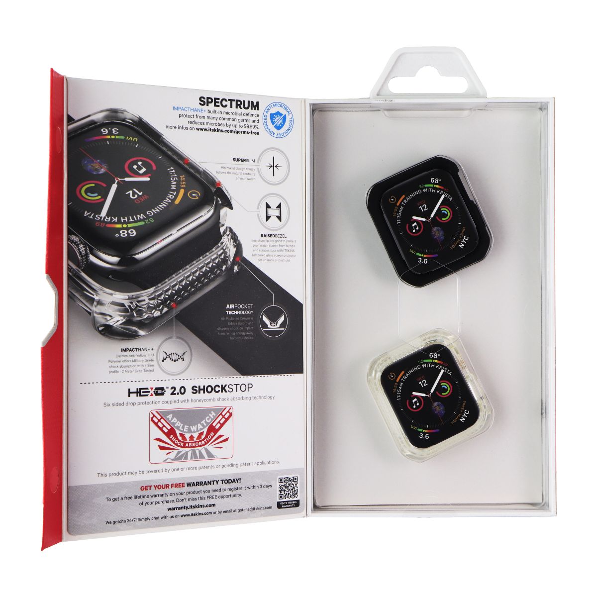 ITSKINS Spectrum Case (44mm) for Apple Watch Series 4 - Black & Clear (2 Pack) Smart Watch Accessories - Smart Watch Cases ITSKINS - Simple Cell Bulk Wholesale Pricing - USA Seller