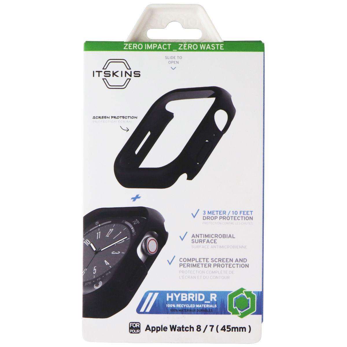 ITSKINS Hybrid_R // 360 Solid Case for Apple Watch 8/7 (45mm) - Black Smart Watch Accessories - Smart Watch Cases ITSKINS - Simple Cell Bulk Wholesale Pricing - USA Seller