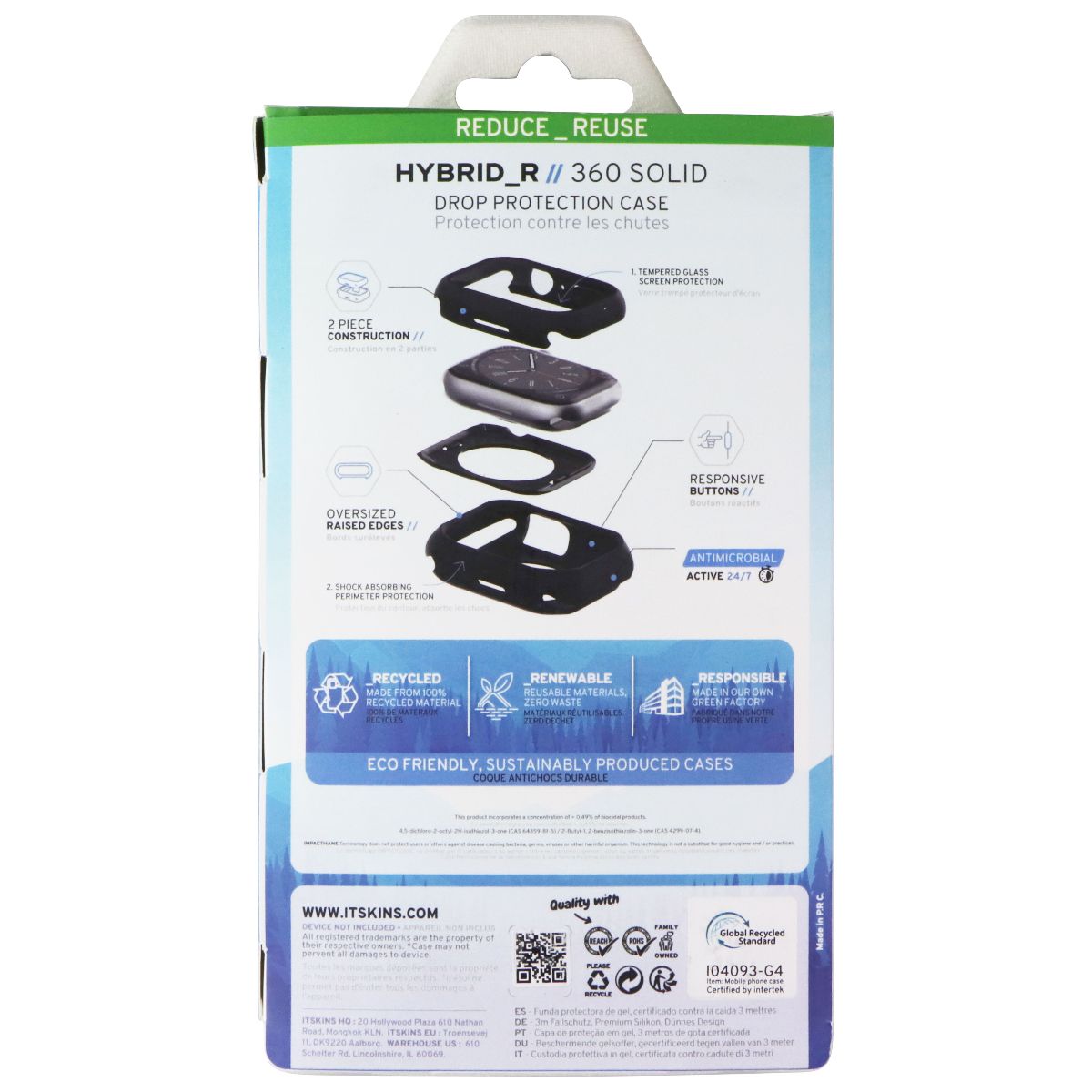 ITSKINS Hybrid_R // 360 Solid Case for Apple Watch 8/7 (45mm) - Black Smart Watch Accessories - Smart Watch Cases ITSKINS - Simple Cell Bulk Wholesale Pricing - USA Seller