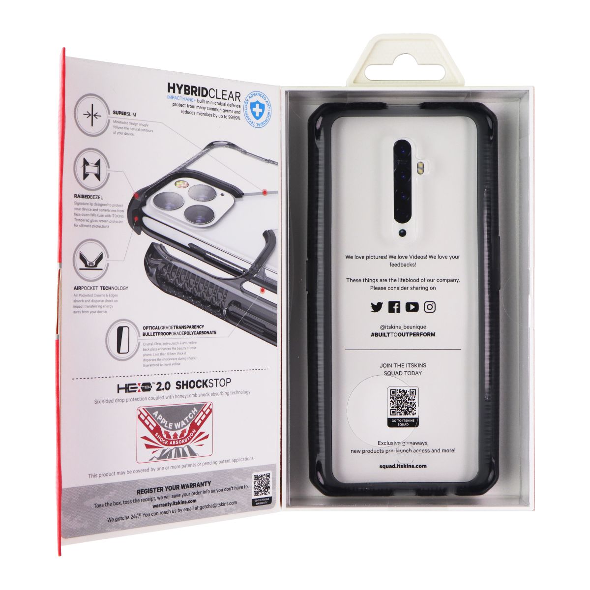 ITSKINS Spectrum // Clear Series Case for OPPO Reno2 Z - Black/Transparent Cell Phone - Cases, Covers & Skins ITSKINS - Simple Cell Bulk Wholesale Pricing - USA Seller