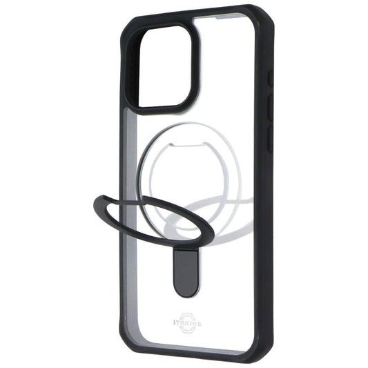 ITSKINS Hybrid_R // Stand Case for MagSafe for iPhone 15 Pro Max - Black/Clear