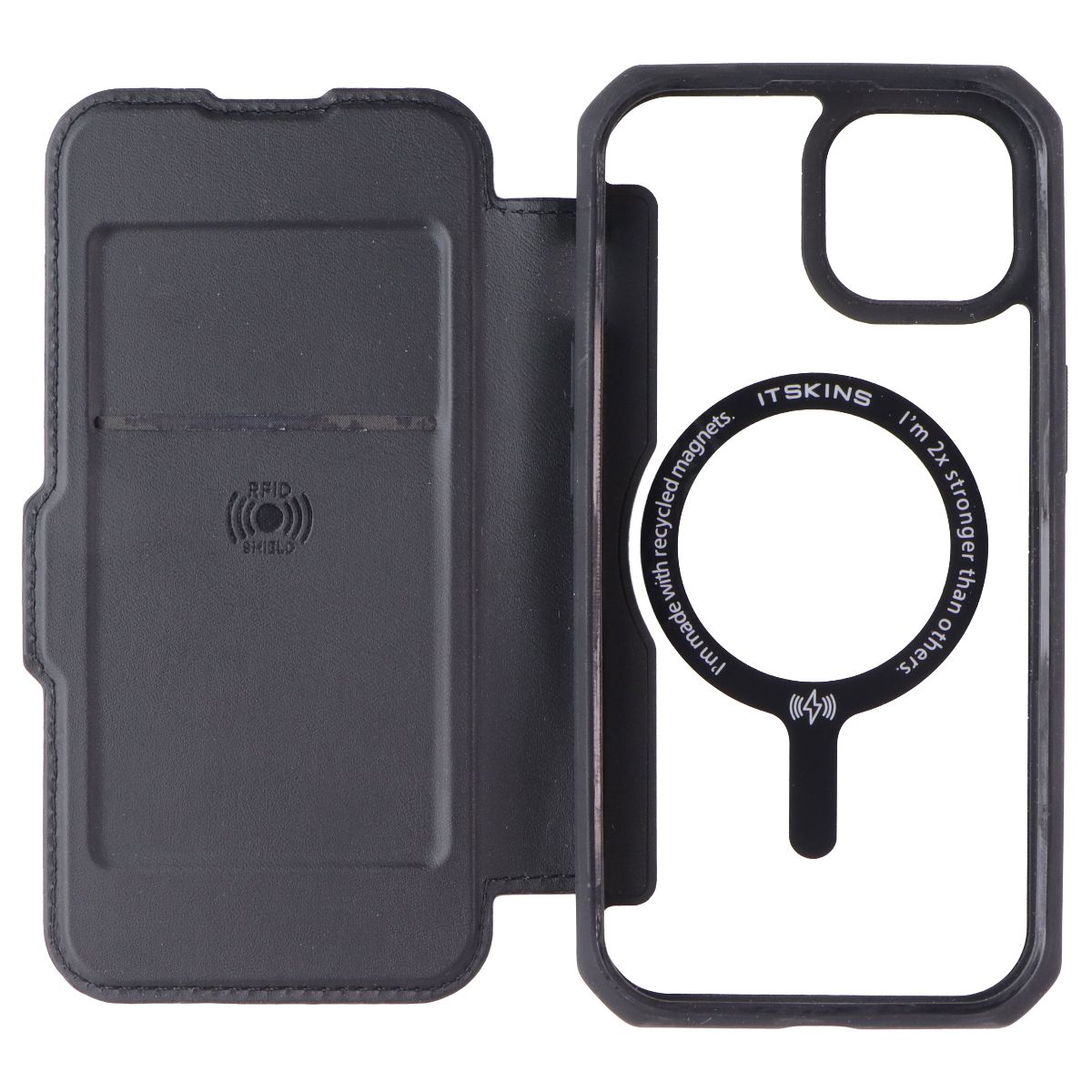 ITSKINS Hybrid_R // MagFolio Case for MagSafe for Apple iPhone 15 - Black Cell Phone - Cases, Covers & Skins ITSKINS - Simple Cell Bulk Wholesale Pricing - USA Seller