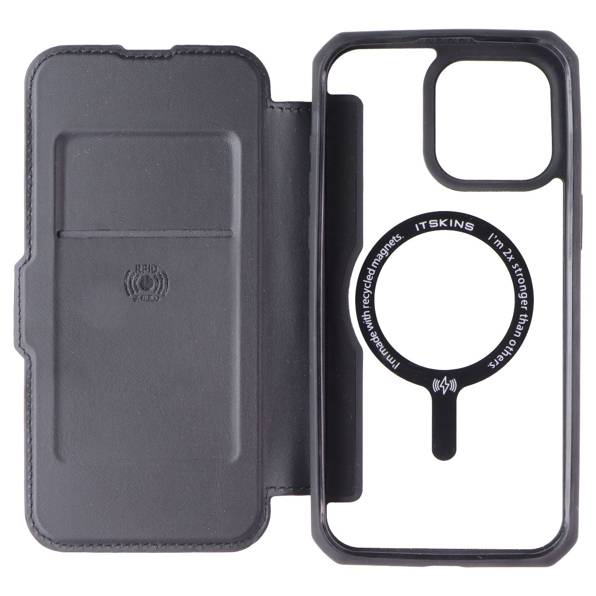 ITSKINS Hybrid_R MagFolio Case for MagSafe for Apple iPhone 15 Pro Max - Black Cell Phone - Cases, Covers & Skins ITSKINS - Simple Cell Bulk Wholesale Pricing - USA Seller
