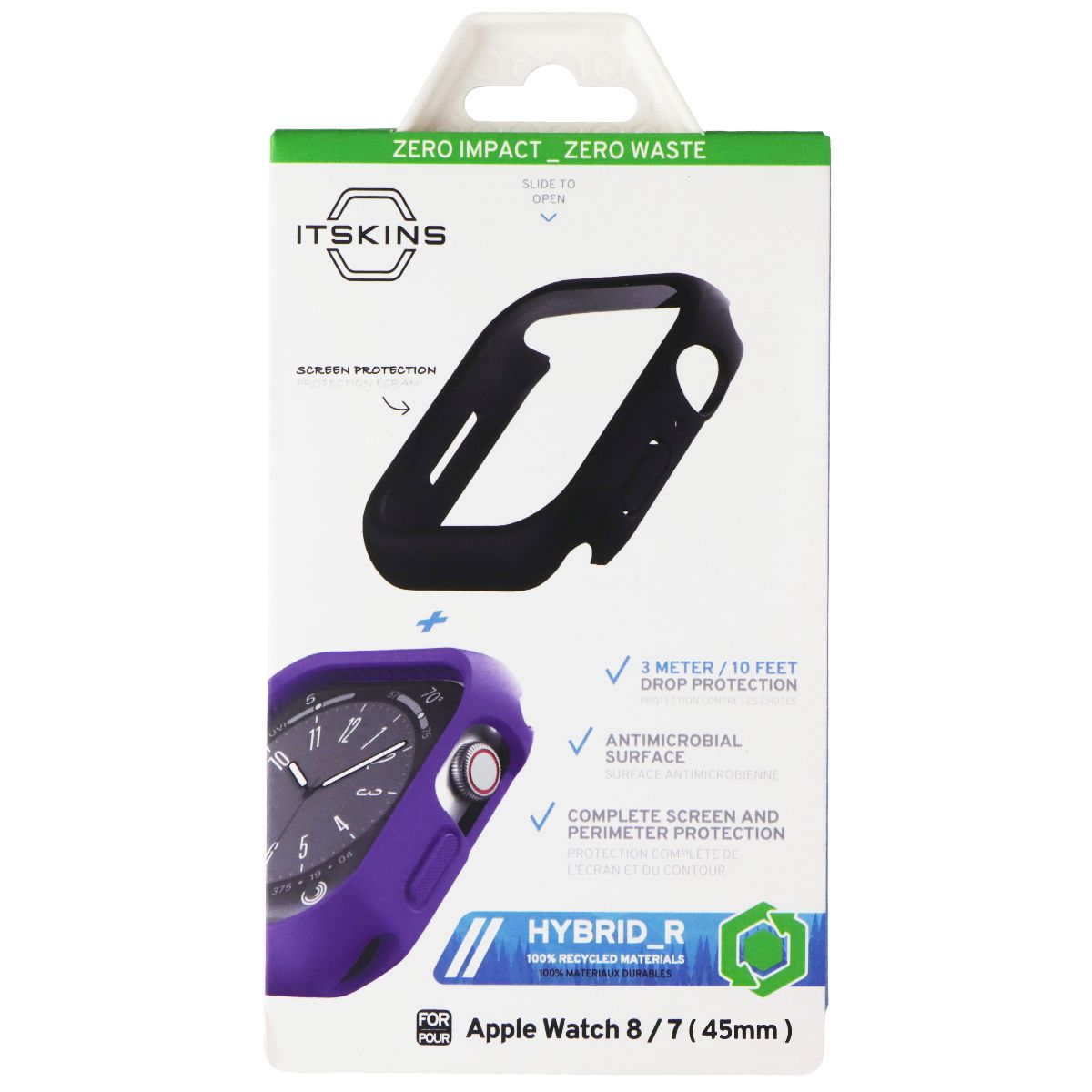 ITSKINS Hybrid_R Case/Screen Protector for Apple Watch 8/7 (45mm) - Light Purple Smart Watch Accessories - Smart Watch Cases ITSKINS - Simple Cell Bulk Wholesale Pricing - USA Seller