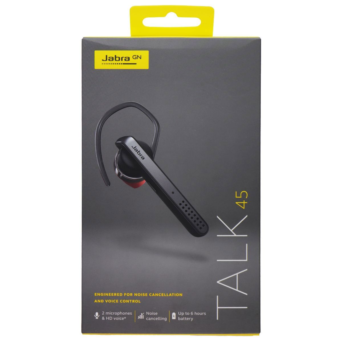Jabra Talk 45 Wireless Bluetooth Single In-Ear Headset with Ear-Hook - Silver Cell Phone - Headsets Jabra - Simple Cell Bulk Wholesale Pricing - USA Seller