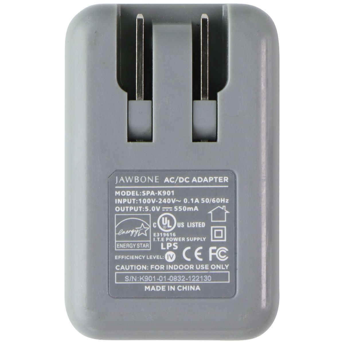 Jawbone (SPA-K901) 5V 550mA AC Adapter for USB Devices - Gray Cell Phone - Cables & Adapters Jawbone - Simple Cell Bulk Wholesale Pricing - USA Seller