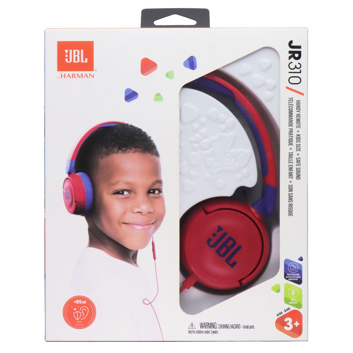JBL JR 310 Kids Size On-Ear Headphones with Safe Sound - Red and Blue Portable Audio - Headphones JBL - Simple Cell Bulk Wholesale Pricing - USA Seller