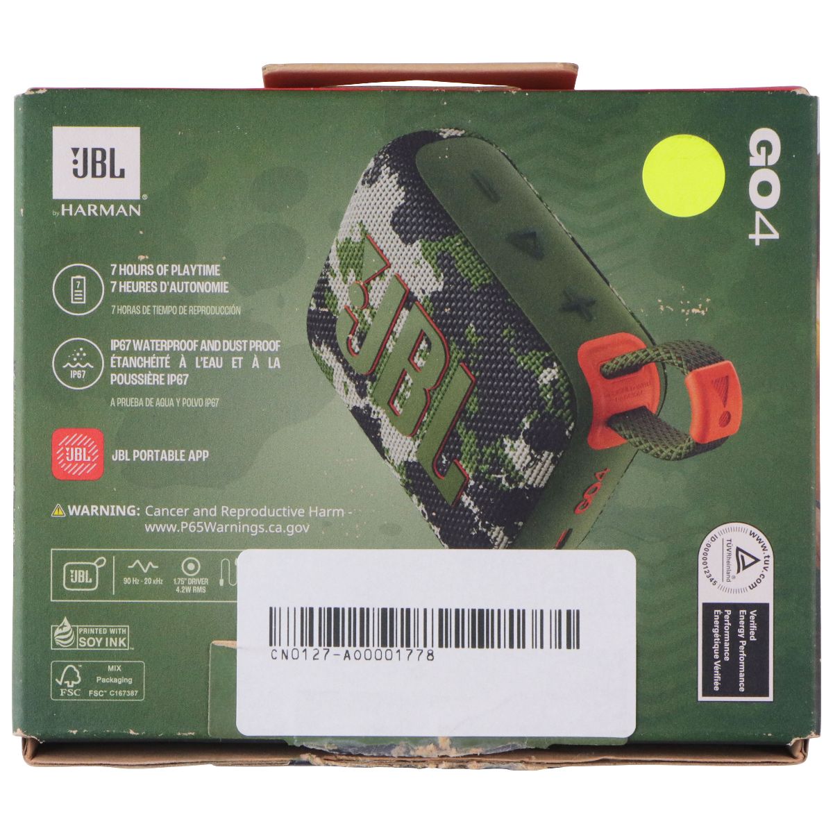 JBL Go 4 Ultra-Portable Waterproof and Dustproof Bluetooth Speaker - Squad iPod, Audio Player Accessories - Audio Docks & Mini Speakers JBL - Simple Cell Bulk Wholesale Pricing - USA Seller
