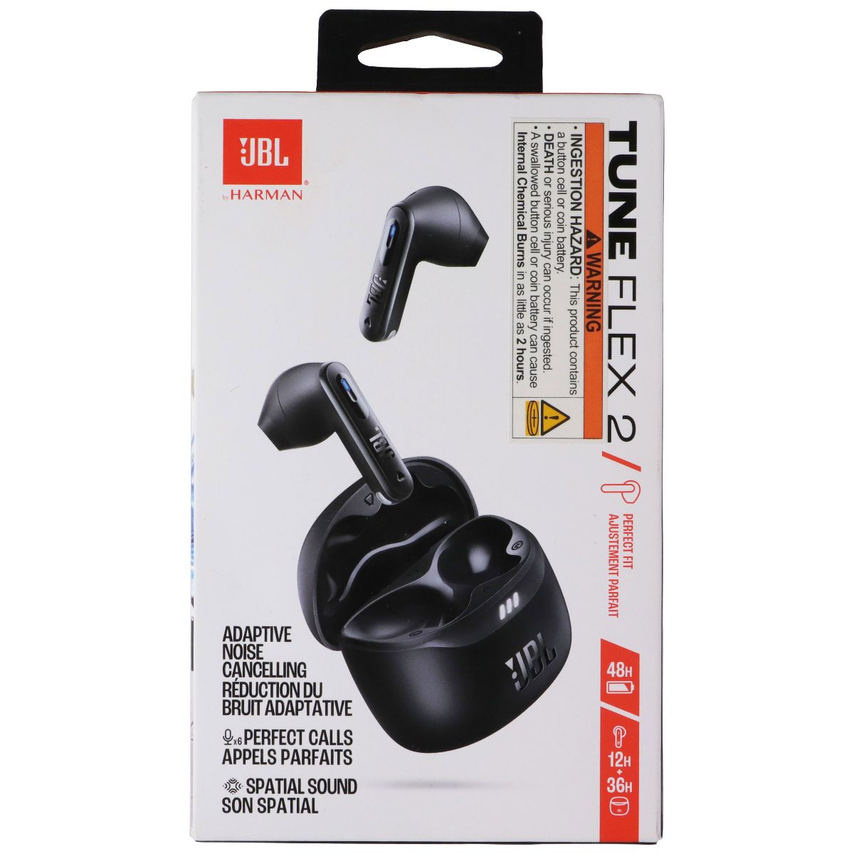 JBL Tune Flex 2 True Wireless Noise Cancelling Earbuds - Black (JBLTFLEX2BLKAM) Cell Phone - Headsets JBL - Simple Cell Bulk Wholesale Pricing - USA Seller