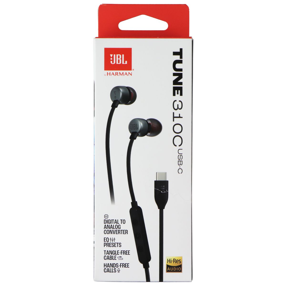 JBL Tune 310C Wired Hi-Res USB-C Headphones w/ Mic and 3 Button Remote - Black Portable Audio - Headphones JBL - Simple Cell Bulk Wholesale Pricing - USA Seller