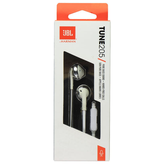 JBL TUNE 205 Wired (3.5mm) Pure Bass In-Ear Headphones - White Portable Audio - Headphones JBL - Simple Cell Bulk Wholesale Pricing - USA Seller