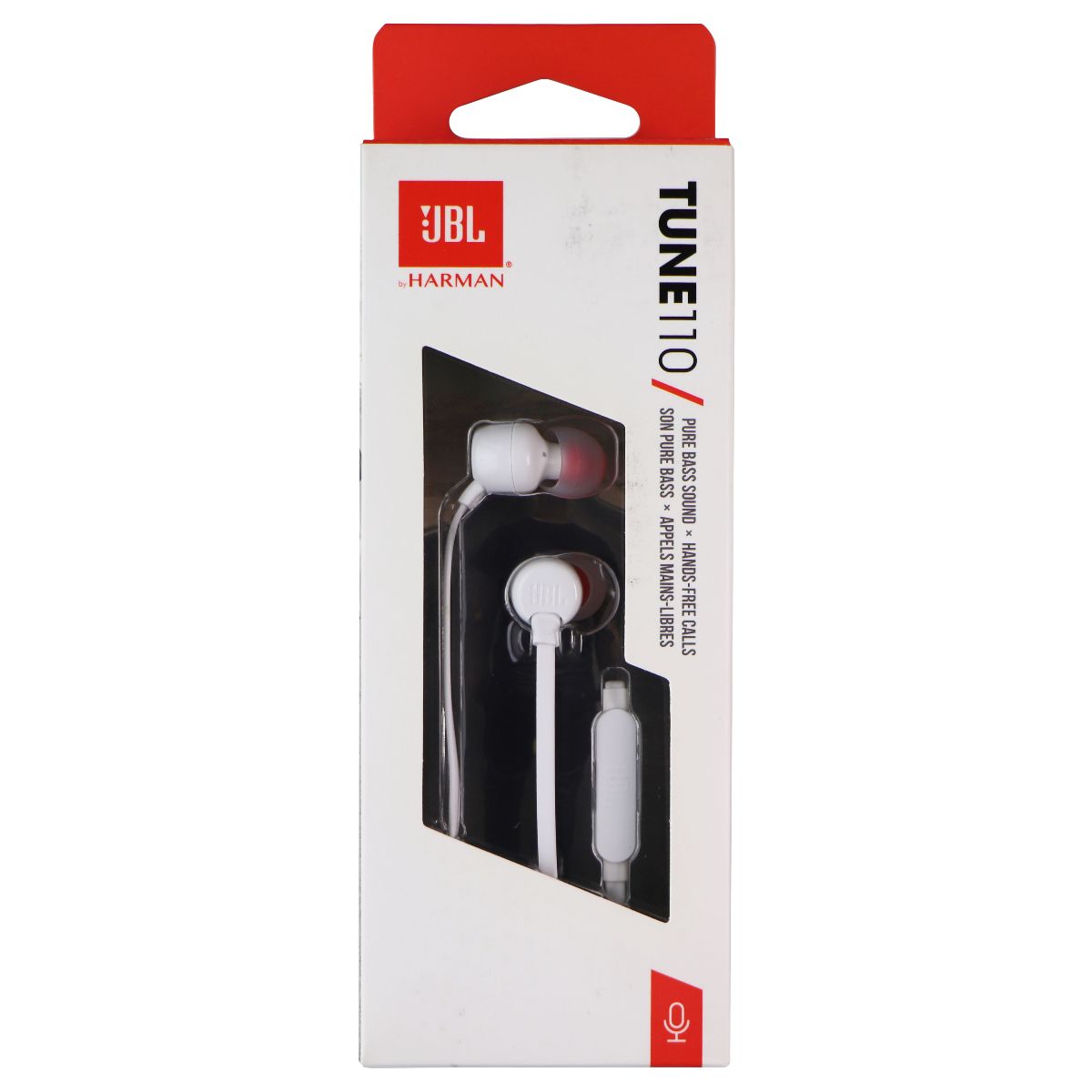 JBL Tune 110 Wired 3.5mm Headphones with In-Line Microphone/Remote - White Portable Audio - Headphones JBL - Simple Cell Bulk Wholesale Pricing - USA Seller