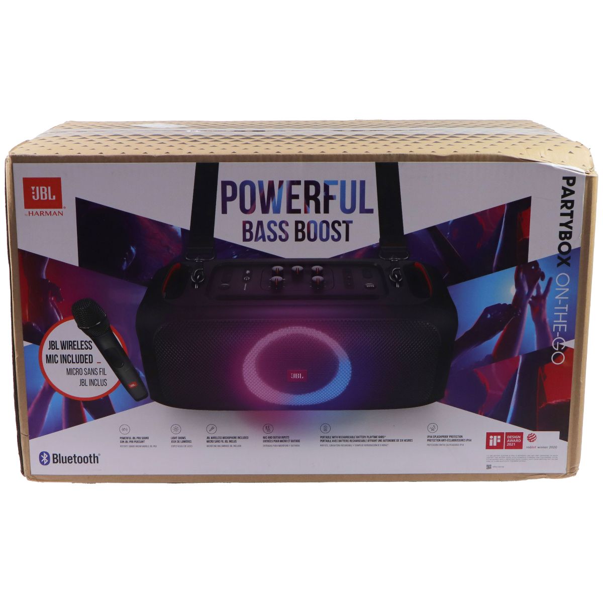 JBL PartyBox On-The-Go Portable Bluetooth Speaker with Dynamic Lights - Black