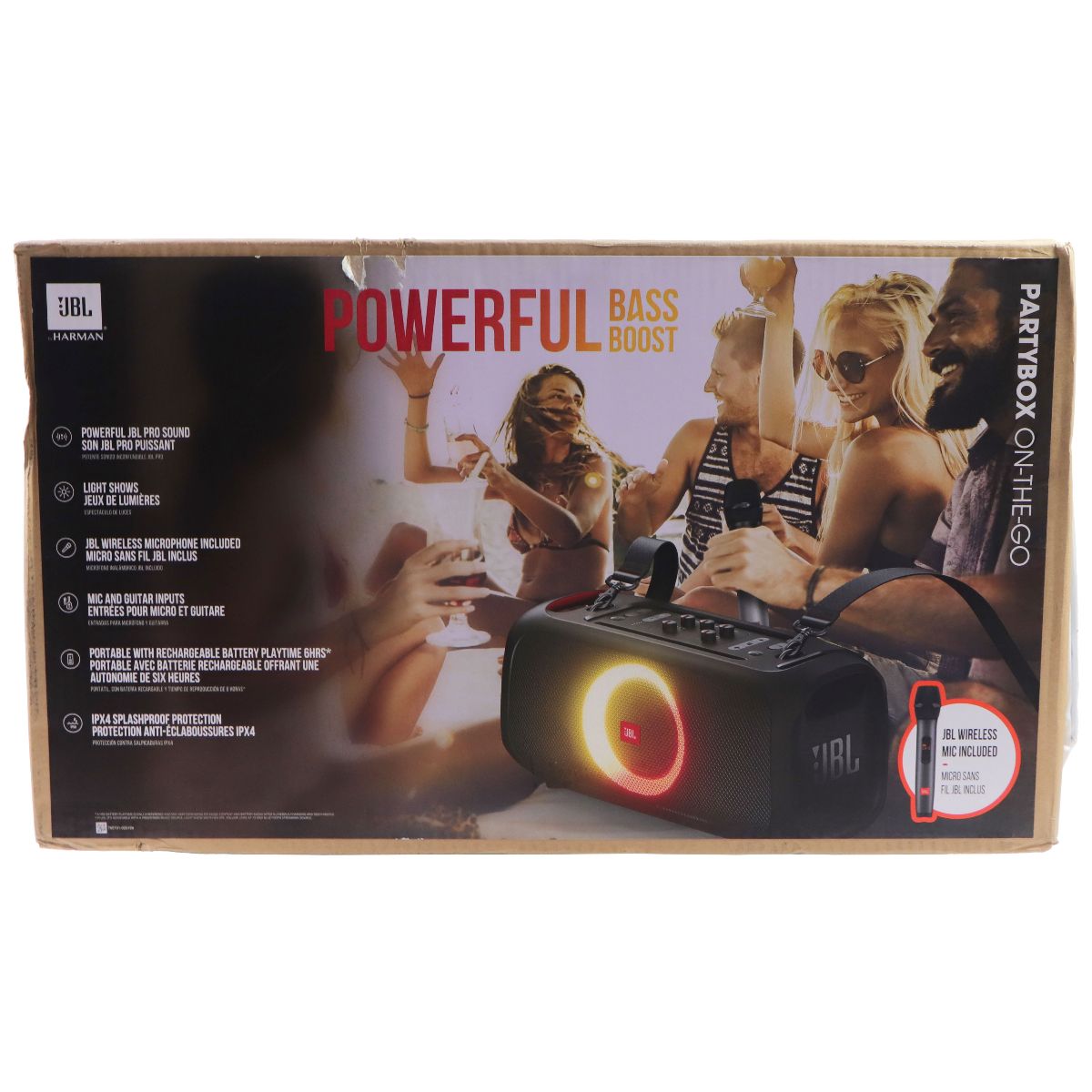 JBL PartyBox On-The-Go Portable Bluetooth Speaker with Microphone - Black iPod, Audio Player Accessories - Audio Docks & Mini Speakers JBL - Simple Cell Bulk Wholesale Pricing - USA Seller