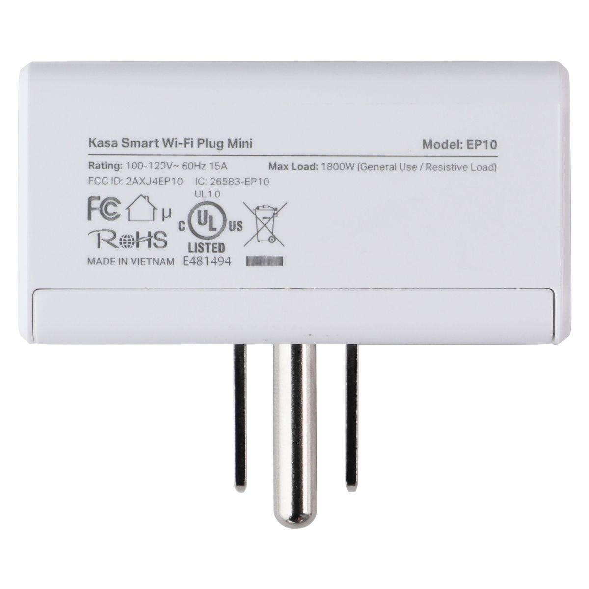 Kasa Smart Plug Wi-Fi Mini 15A Smart Home Wi-Fi Outlet - White - 1 Pack (EP10)