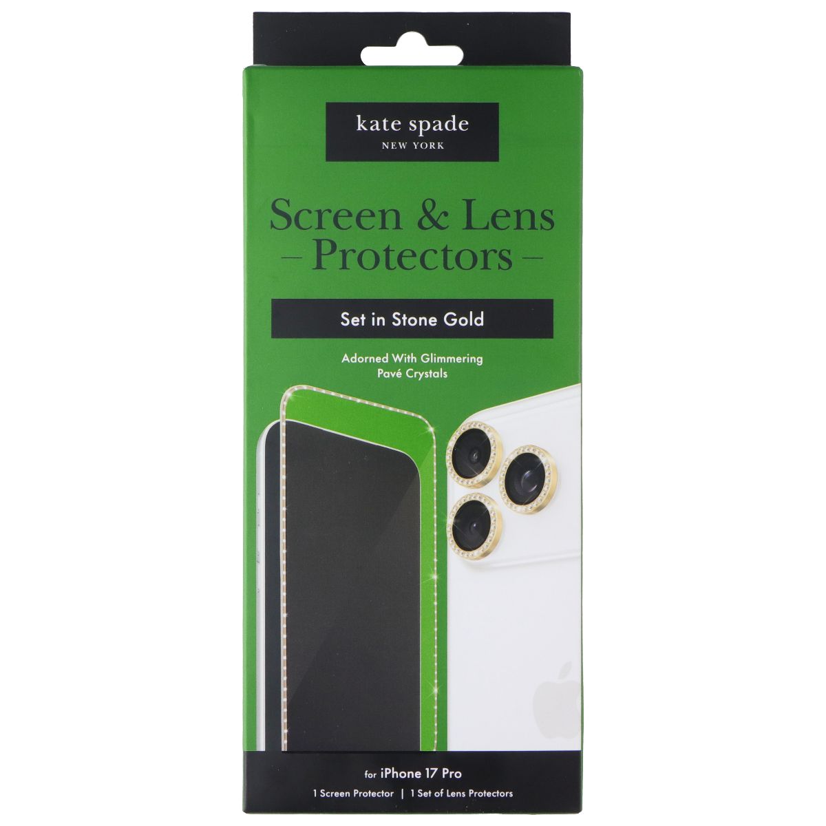 Kate Spade Screen & Lens Protectors for Apple iPhone 17 Pro - Set In Stone Gold Cell Phone - Screen Protectors Kate Spade - Simple Cell Bulk Wholesale Pricing - USA Seller