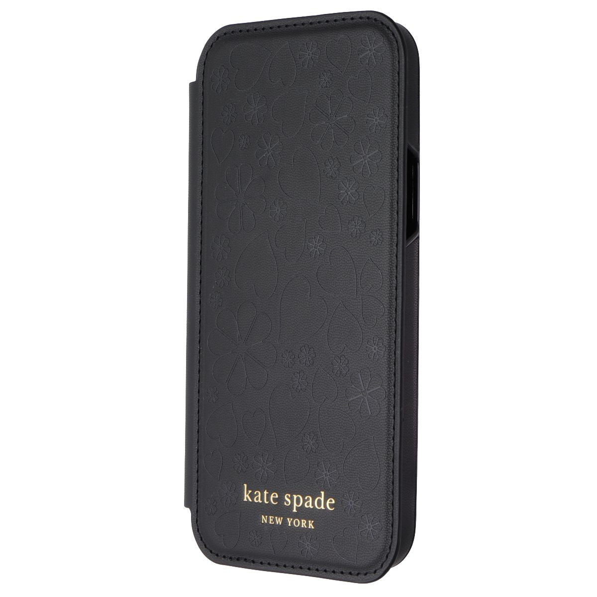 Kate Spade Wrap Folio Case for Apple iPhone 12 / 12 Pro - Black Hearts & Clovers Cell Phone - Cases, Covers & Skins Kate Spade - Simple Cell Bulk Wholesale Pricing - USA Seller