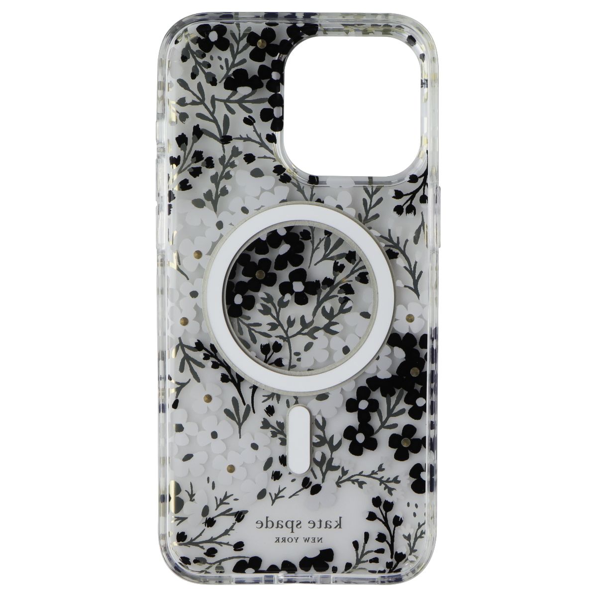 Kate Spade Case for MagSafe Apple iPhone 15 Pro Max Black & White Floral + Gems Cell Phone - Cases, Covers & Skins Kate Spade    - Simple Cell Bulk Wholesale Pricing - USA Seller