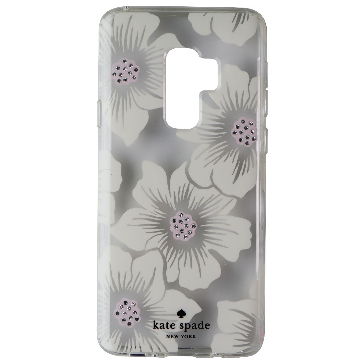 Kate Spade Hard Case for Samsung Galaxy S9+ (Plus) - Clear/White Flower/Gems Cell Phone - Cases, Covers & Skins Kate Spade    - Simple Cell Bulk Wholesale Pricing - USA Seller