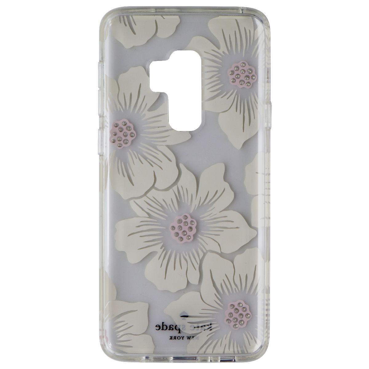 Kate Spade Hard Case for Samsung Galaxy S9+ (Plus) - Clear/White Flower/Gems Cell Phone - Cases, Covers & Skins Kate Spade    - Simple Cell Bulk Wholesale Pricing - USA Seller