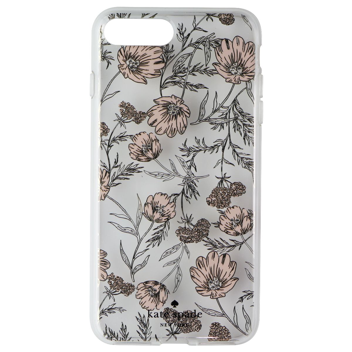 Kate Spade Hybrid Case for iPhone 8 Plus / 7 Plus - Clear / Pink Blossoms / Gems Cell Phone - Cases, Covers & Skins Kate Spade    - Simple Cell Bulk Wholesale Pricing - USA Seller