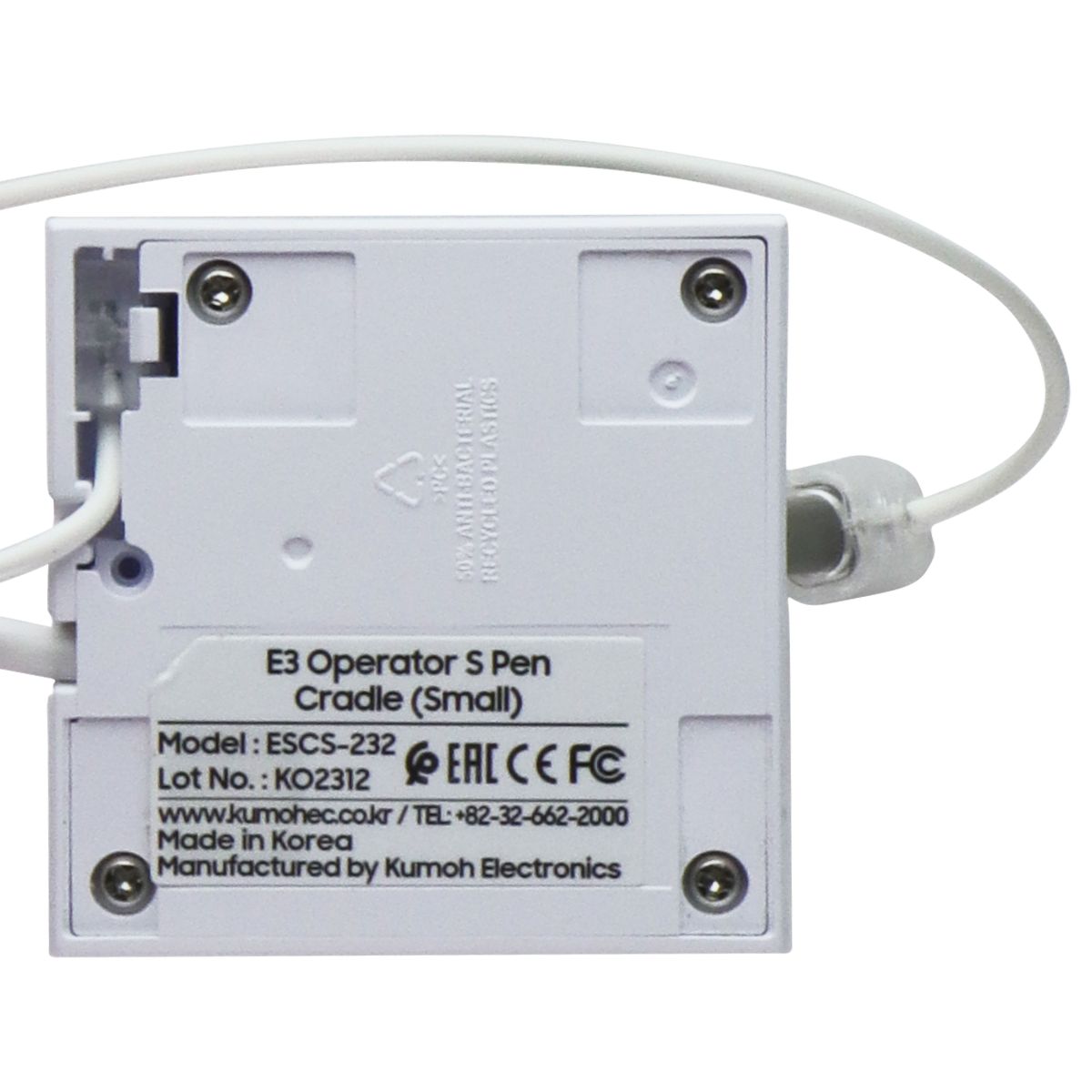 Kumoh E3 Operator S Pen Cradle (Small) with Pen and Built-in USB-A Cable - White Cell Phone - Other Accessories Kumoh Electronics - Simple Cell Bulk Wholesale Pricing - USA Seller