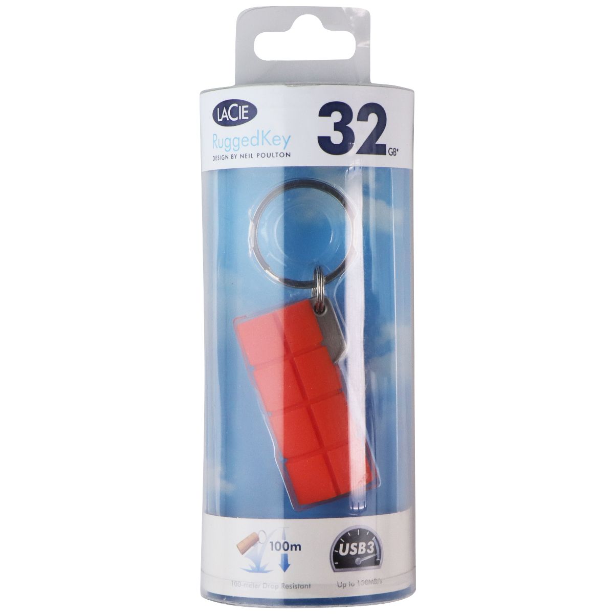 Lacie Rugged Keychain USB 3.0 Flash Drive - 32GB / Orange Digital Storage - USB Flash Drives Lacie - Simple Cell Bulk Wholesale Pricing - USA Seller