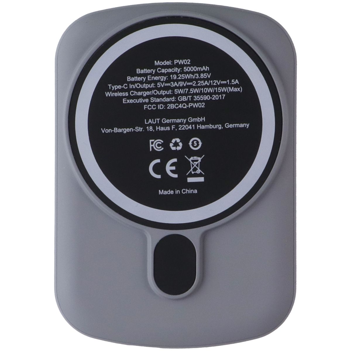 LAUT 5000mAh (19.25Wh/3.85V) Power Charge Handy Power Bank - Gray (PW02) Cell Phone - Chargers & Cradles Laut - Simple Cell Bulk Wholesale Pricing - USA Seller