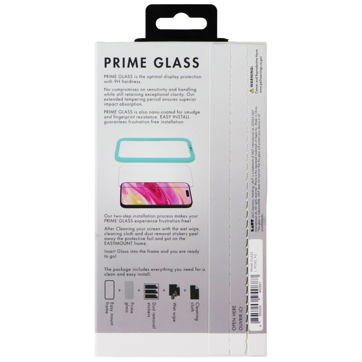 LAUT Prime Glass Tempered Glass Screen Protector for Apple iPhone 16 Pro Max Cell Phone - Screen Protectors Laut - Simple Cell Bulk Wholesale Pricing - USA Seller