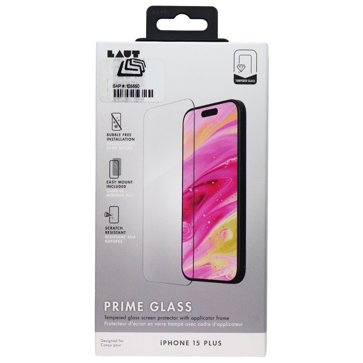 LAUT Prime Glass Tempered Glass Screen Protector for Apple iPhone 15 Plus Cell Phone - Screen Protectors Laut - Simple Cell Bulk Wholesale Pricing - USA Seller