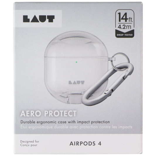 Laut Aero Protect Ergonomic Case with Carabiner for Apple Airpods 4 - Clear Portable Audio - iPods & MP3 Players Laut - Simple Cell Bulk Wholesale Pricing - USA Seller