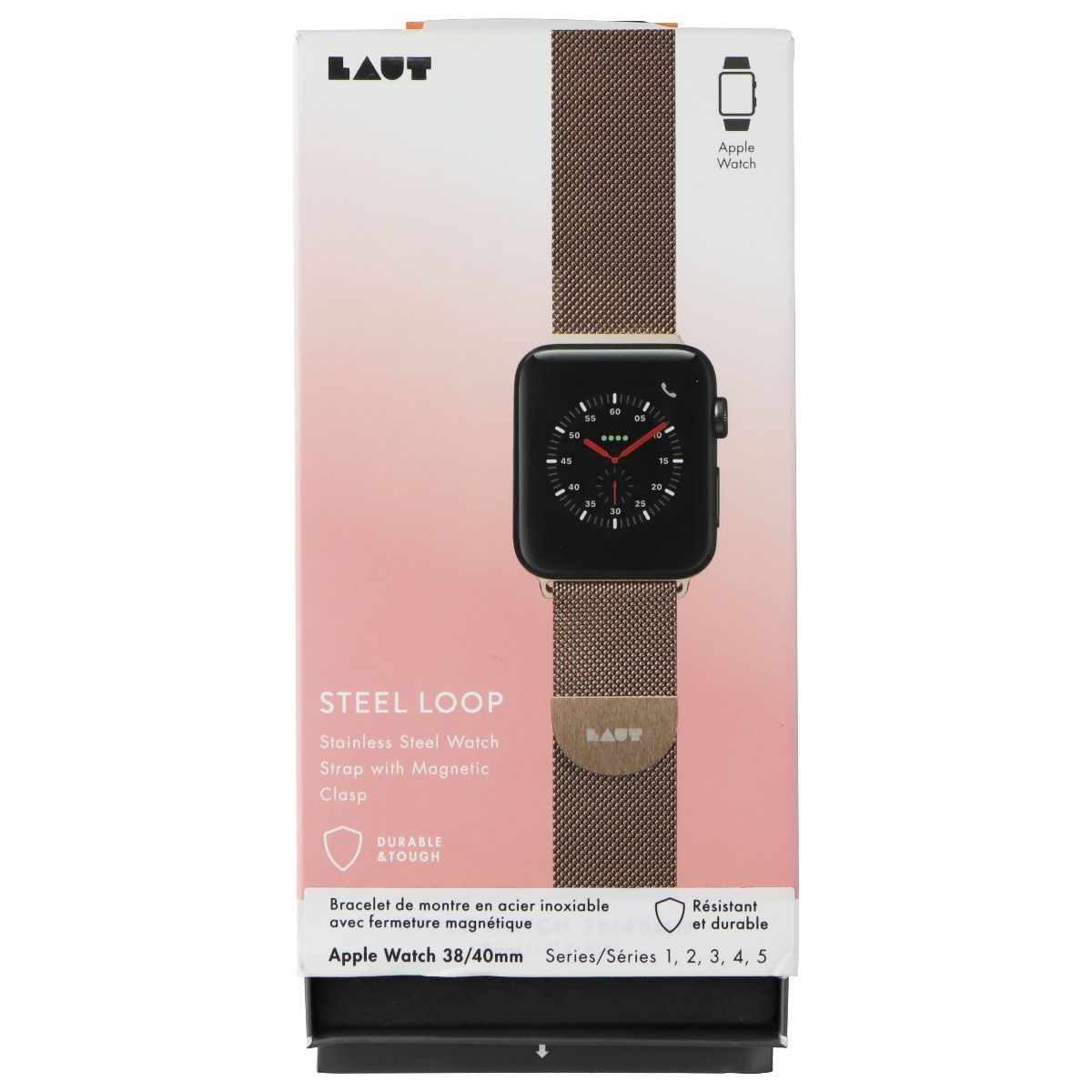 LAUT Stainless Steel Loop Strap for Apple Watch 38/40mm Series 5/4/3 - Rose Gold Smart Watch Accessories - Watch Bands Laut    - Simple Cell Bulk Wholesale Pricing - USA Seller