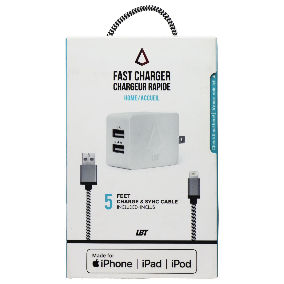 LBT 3.4 Amp 2 USB Fast Charger and (5FT) USB to Lightning 8-Pin Cable Cell Phone - Accessory Bundles LBT - Simple Cell Bulk Wholesale Pricing - USA Seller