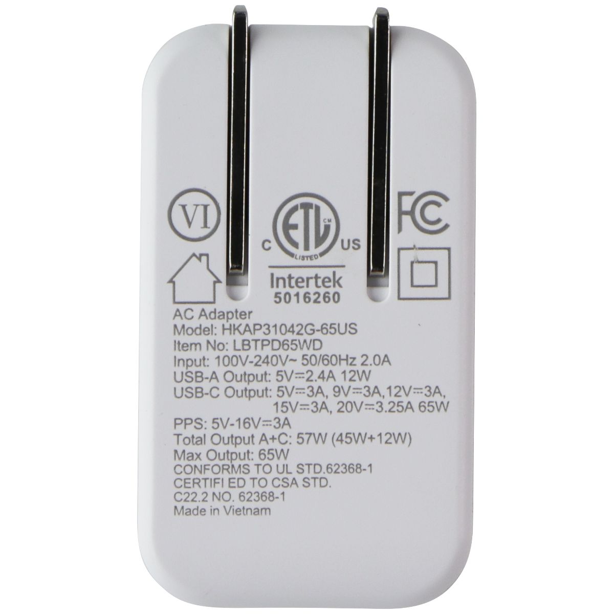 LBT (65W) Dual-Port GaN PD Wall Charger Mini - White