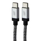 LBT (10-Ft) USB-C to USB-C Premium Braided Cable - Black/White/Silver Cell Phone - Cables & Adapters LBT    - Simple Cell Bulk Wholesale Pricing - USA Seller